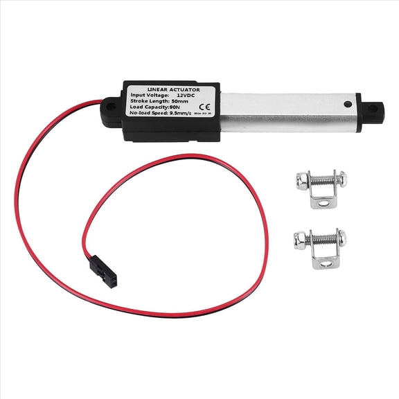 Micro-Linear Actuator, 2 Inch Stroke, 90N/20.3Lb, Speed 9.5mm/S Electric Waterproof Actuator Motor Linear Actuator 12V,1 * Micro-Linear Actuator,2 * Mounting Brackets,Silver & black