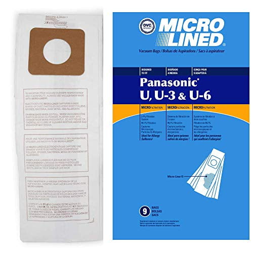 Micro-Lined Paper Replacement Bags For Panasonic Style U, U-3, and U-6 ...