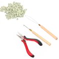 thumbnail image 1 of Micro Links Hair Extensions Tools Kit, 200 Pieces Silicone Lined Micro Rings Bead, Plier, Hair Pulling Hooks and Beads Device for Professional Hair Styling Tools Accessory (Beige), 1 of 7