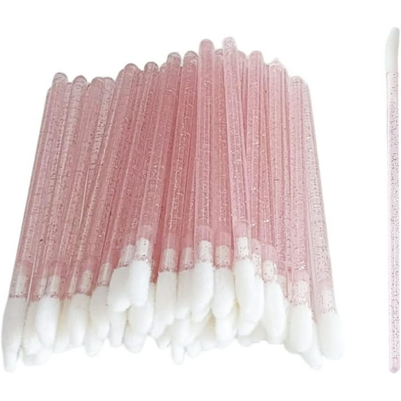 Micro Lip Gloss Applicators Brushes, Disposable Lip Brushes for Makeup - Crystal Pink