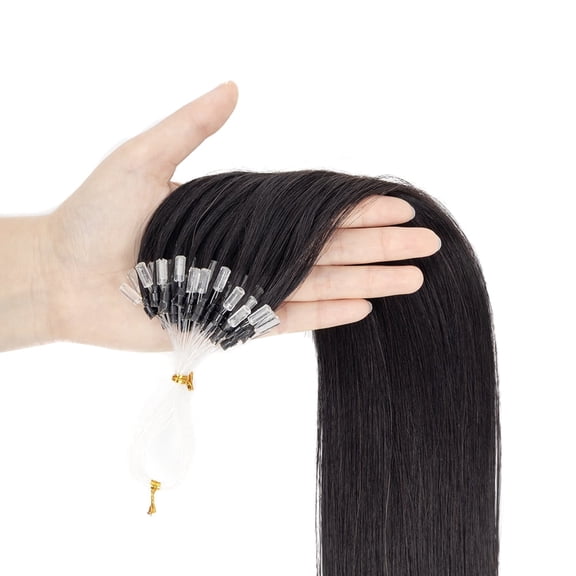 Micro Loop Hair Extensions Human Hair 16 Inch Natural Black Hair 30g/pack for Add Top/Side Volume