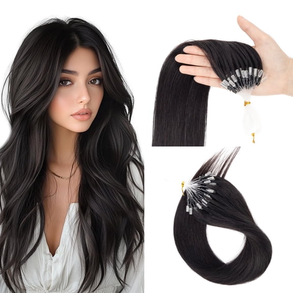 Micro Loop Hair Extensions, Human Hair, Black