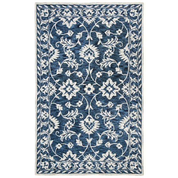 SAFAVIEH Micro-Loop Kevin Geometric Area Rug, Navy/Taupe, 5' x 8'