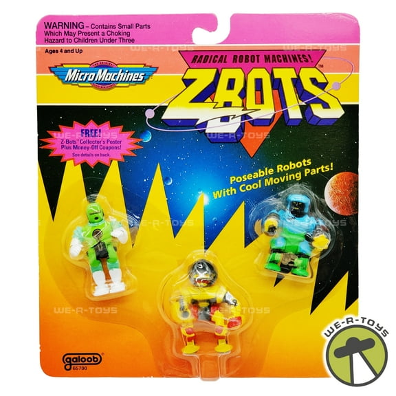 Micro Machines Z-Bots Xactor, Stixxer, Catron Figures 1993 Galoob No. 65716