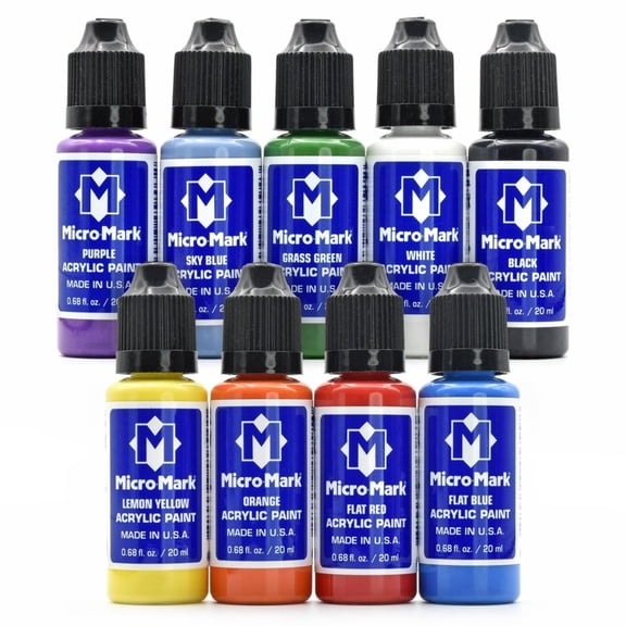 Micro-Mark Primary Colors Plus Acrylic Paint Set