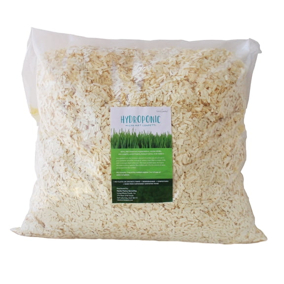 Micro Mat Hydroponic Confetti - 15 Lb Bag - Compostable Grow Medium for Microgreens & Wheatgrass - High Water Holding Capacity - 1 Lb Expands to 6.5 Quarts of Growing Media