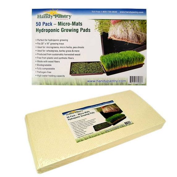 Micro-Mats Hydroponic Grow Pads - For Organic Production - 100 Pack - Plant & Seed Germination: Wheatgrass, Microgreens, More - For 20" x 10" Greenhouse Trays