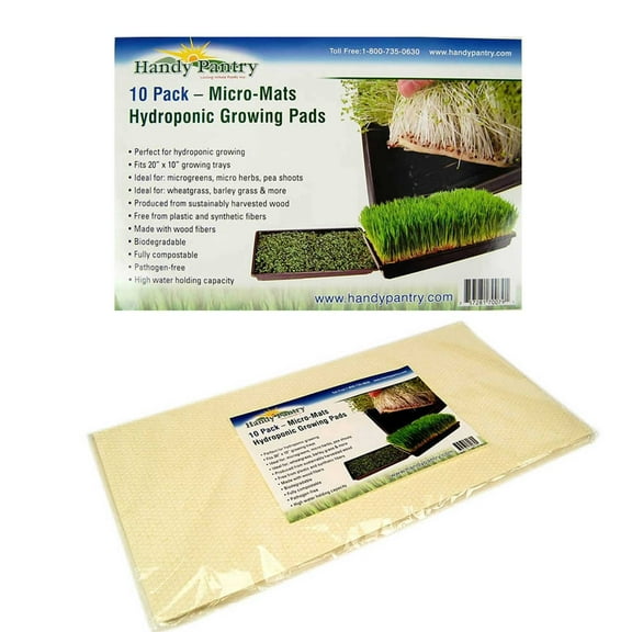 Micro-Mats Hydroponic Grow Pads - For Organic Production - 10 Pack - Plant & Seed Germination: Wheatgrass, Microgreens, More - For 20" x 10" Greenhouse Trays