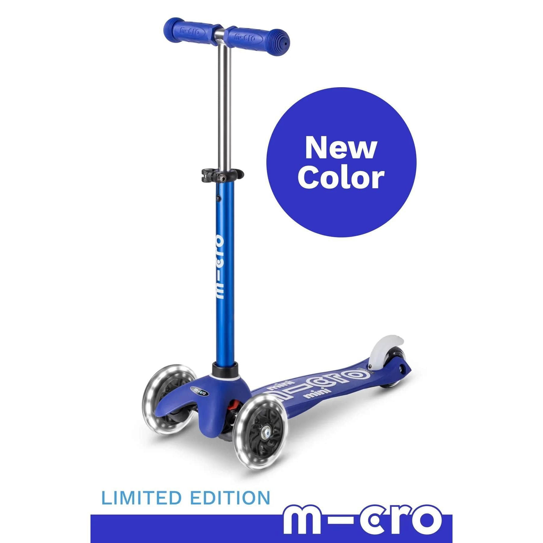 Micro Mini Deluxe LED Scooter – Navy Blue | Adjustable Handlebar & Light-Up Wheels