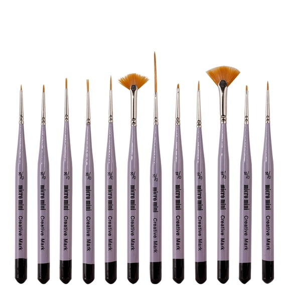 Micro Mini Fine Detail Paint Brush Set of 12 Pieces, SmAll Short Handle Taklon Bristles for Detailing, Paint by Number Art, Models & Nails