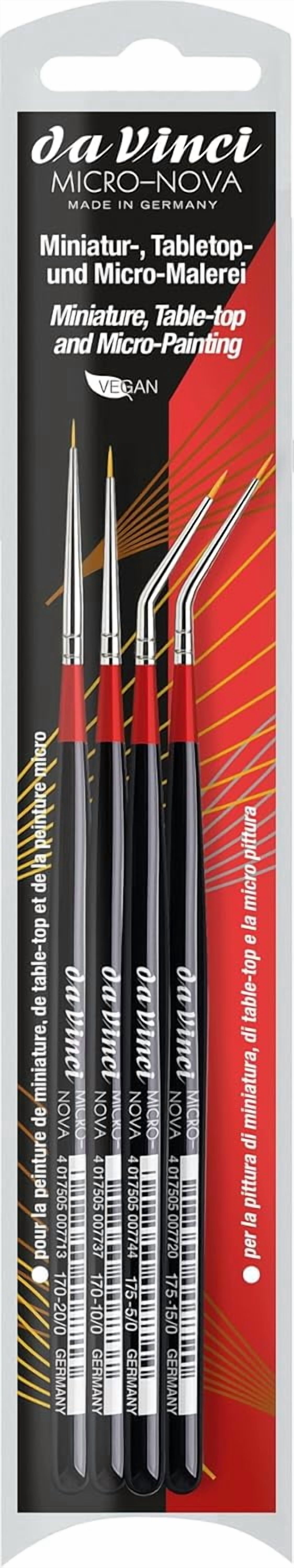 Micro-NOVA 4 Brush Set 4275 for Modelling & Miniature Painting: one Piece Each: Series 170 Sizes 20/0, 10/0 & 175 Sizes 15/0, 5/0