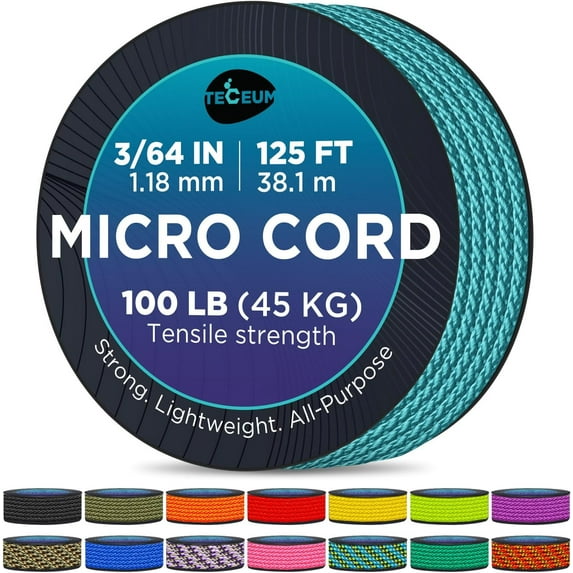 Micro Paracord – 1.18 mm X 125 ft – Micro Utility Cord – Thin Braided Paracord Rope – Best for Crafting, DIY Projects, Fishing, Camping – Wind Chime Replacement – Survival Strong String