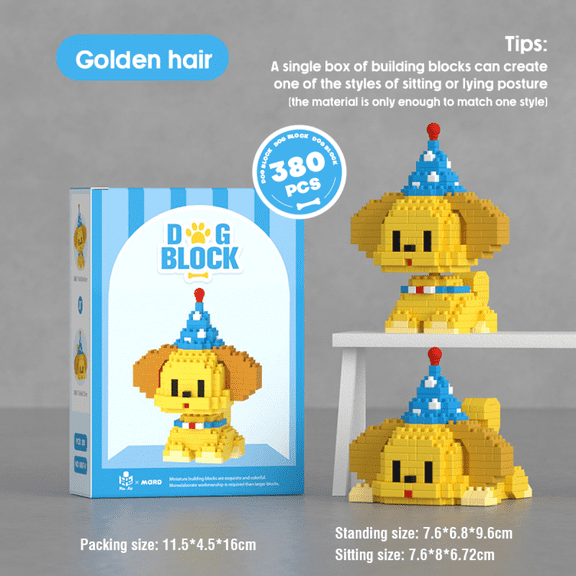 Micro Particle Dog Building Blocks Set for Adults and Kids, 380Pieces Pet Mini Building Blocks for Home Decor & Ages 3+ Gifts