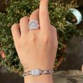 thumbnail image 1 of Micro Pave CZ Cuban Chain Link Bracelet Ring Cubic Zircon Square CZ Jewelry Set, 1 of 9