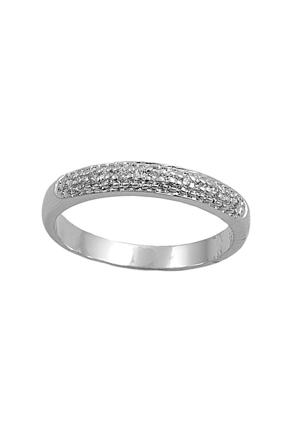 Micro Pave Cubic Zirconia Ring Sterling Silver 925 Size 6