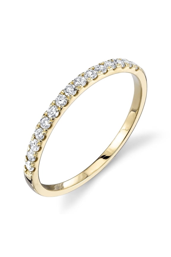 Micro Pave Eternity Diamond Wedding Ring, 1.5 MM Half Eternity Band, Dainty Stackable Band, Anniversary Gift, Half Eternity Diamond Band