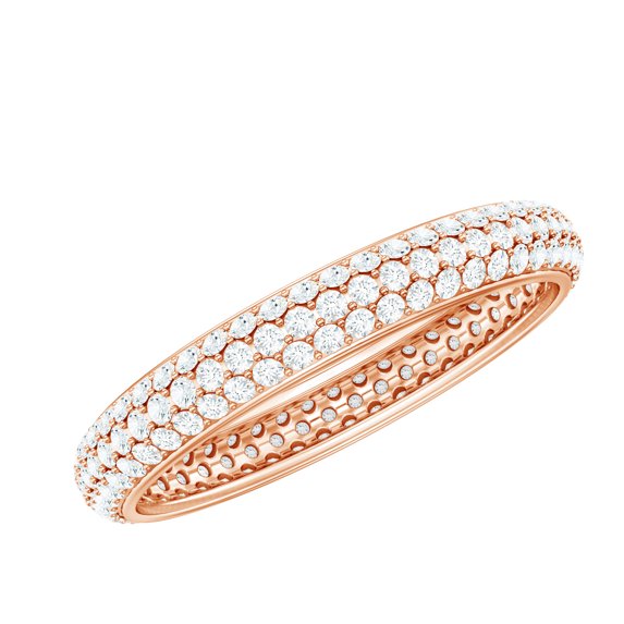 Micro Pave Set 1.75 CT Moissanite Eternity Ring, Moissanite Full Eternity Ring Gold, Moissanite Gold Ring for Women, 18K Rose Gold, US 9.00