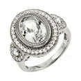 thumbnail image 1 of Micro Pave Set Cubic Zirconia Antique Oval Ring Rhodium Plated Sterling Silver Size 8, 1 of 3