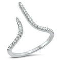 thumbnail image 1 of Micro Pave White CZ Open Pointed Bar Ring .925 Sterling Silver Band Jewelry Female Size 6, 1 of 4