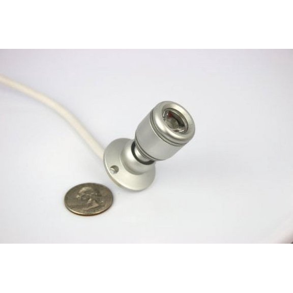 Micro Pivoting LED Spotlight - 1 Watt High Power LED Lamp - Tiny Size, Silver Housing, Warm White LED