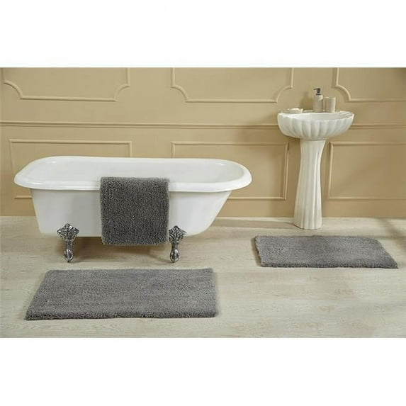 Micro Plush Collection 100% Polyester 24' x 40' Rectangle Bath Rug in Light Gray