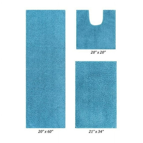 Micro Plush Collection 100% Polyester 3 Piece Set (20' x 20' | 21' x 34' | 20' x 60') Bath Rug Set in Teal