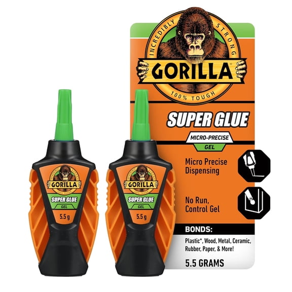 Micro Precise Super Glue Gel, Cyanoacrylate Glue, Fast Setting, Precise Dispensing Tool, Anti-Clog Cap, Clear, 5.5g, (Pack of 2)