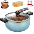 thumbnail image 1 of Micro Pressure Cooker, 8.45 Qt Micro Pressure Cooker Multi-Function Non-Stick Stock Pot with Visual Glass Lid & Twist Lock Handles for Open Fire, Induction Cooker, Electric Stove, Gas Stove (Blue), 1 of 6