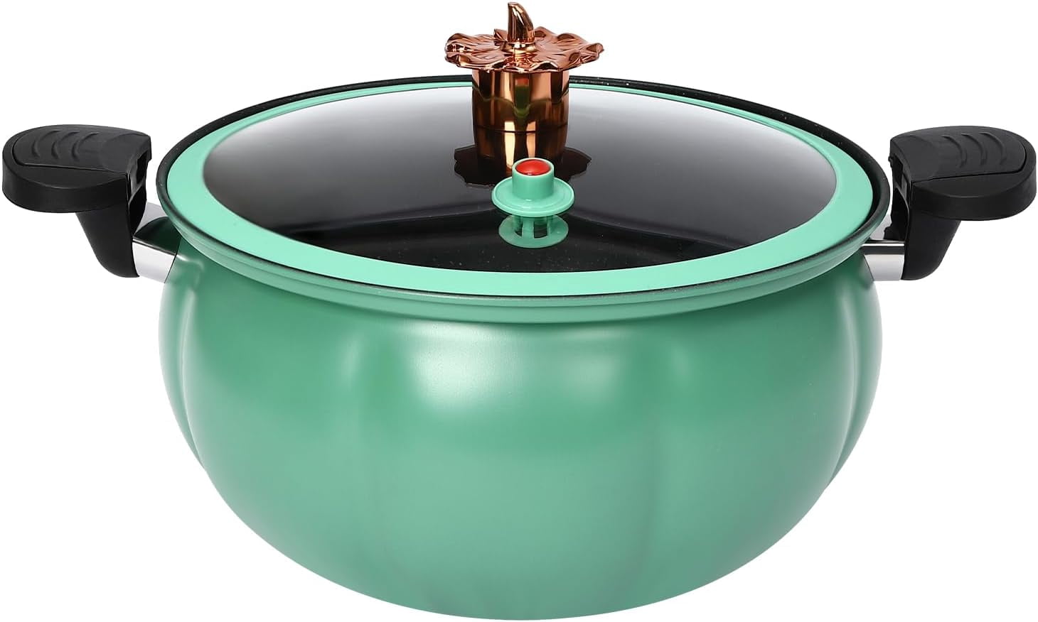 Micro Pressure Cooker,8L Multi-Function Micro Pressure Cooking Pot, Pumpkin Shaped Pressure Cooking Pot Double Handles, Dishwasher Safe (Green)