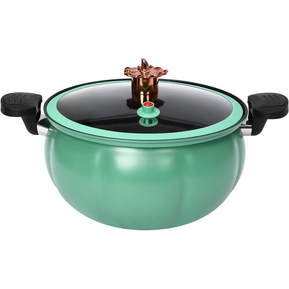 Micro Pressure Cooker,8L Multi-Function Micro Pressure Cooking Pot, Pumpkin Shaped Pressure Cooking Pot Double Handles, Dishwasher Safe (Green)