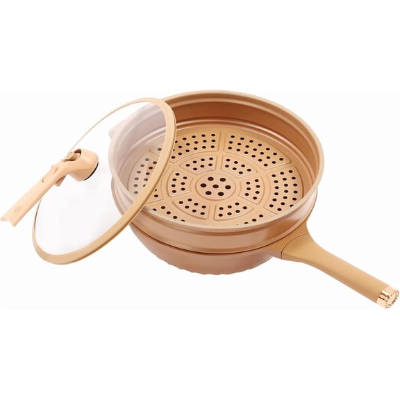 Micro Pressure Cooker Multifunctional Non-stick Clay Pot with Steamer Basket 12.6 Inch Steamer Micro Pressure Pot for Home Kitchens, Restaurants, Flats