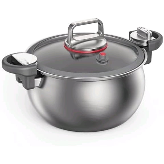 Micro Pressure Cooker,Stainless Steel Stock Pot,7-Quart Non-Stick Pan with No Coating, Soup Pot with Tight-Fitting Lid for Faster Cooking,Twist-Lock Handle,Compatible with Induction and Gas Stoves