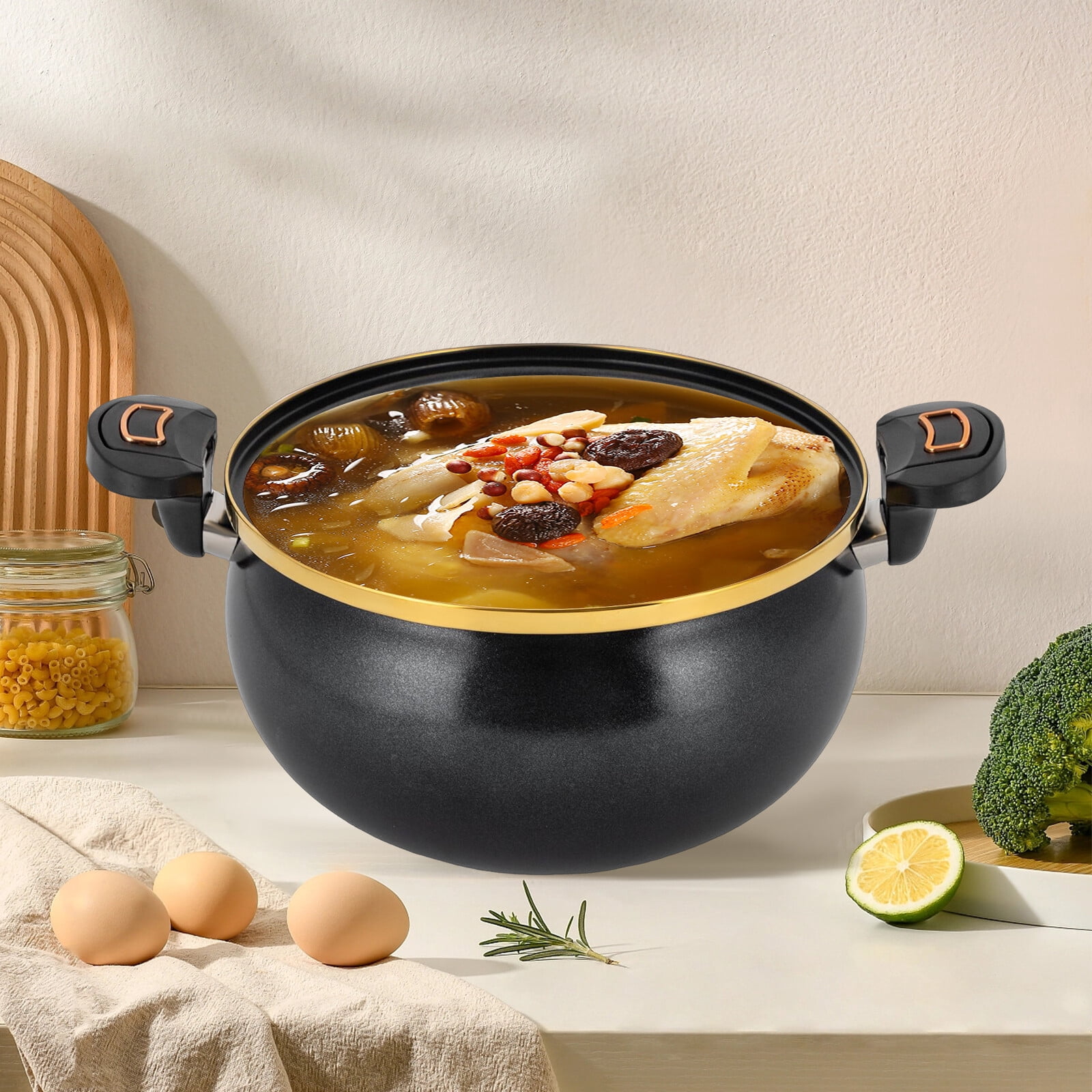 Micro Pressure Cooker with Visual Lid, Non-Stick, 8L Multi-Function Micro Pressure Pot for 5-7 People