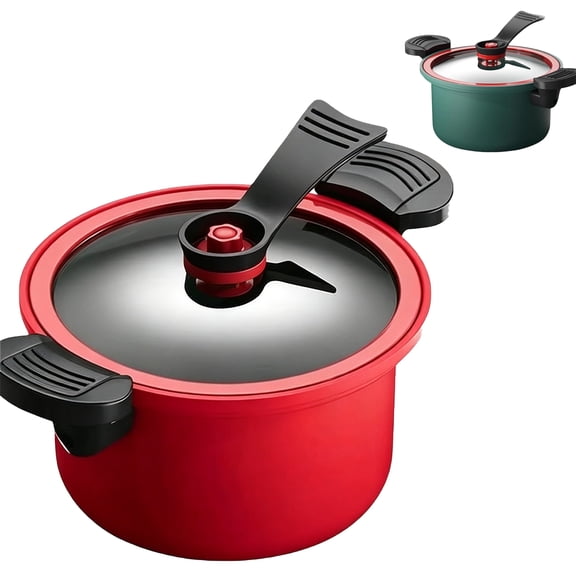 Micro Pressure Stock Pot, 3.5L Non-Stick Stew Pot with Lid, Fast Cooking Cookware for Gas and Induction Stove, 9.4-inch Diameter, Green