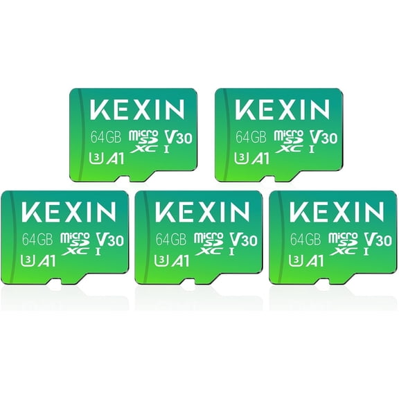 Micro SD Card 64GB 5 Pack microSDXC Memory Card Class 10 Micro SD Card High Speed Up to 85MB/s, C10, U3, V30, A1