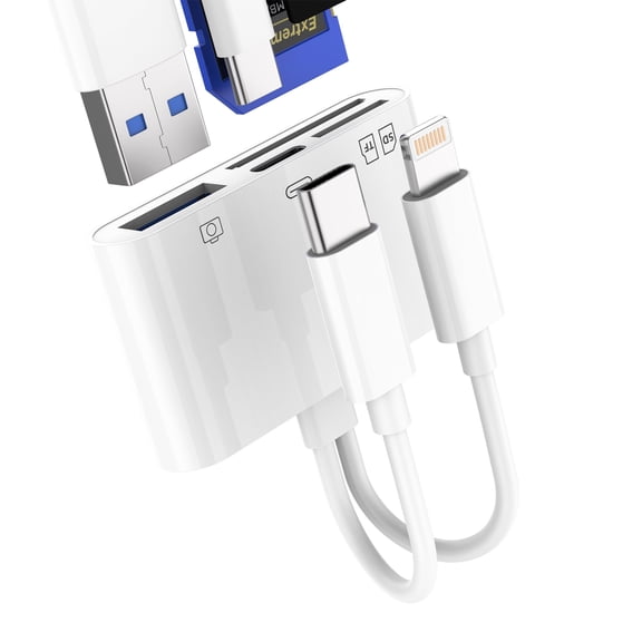 Micro SD Card Reader Adapter for iPhone 17 16 15 14 Pro Max for iPad for Apple Compatible with Samsung Galaxy S26 S25 S24 Ultra Digital Camera USB C Lightning Memory Stick Accessory USB Data Transfer