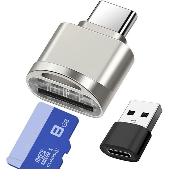 Micro SD Card Reader, USB C to SD Card Reader, Type C TF Memory Card Reader with USB C to USB Adapter, Mepsies USB OTG Card Reader for Laptops, MacBook, Galaxy Phones and More