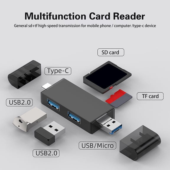 Micro SD Card Reader for android Micro SD Card to USB Adapter USB C SD Card Reader for Camera Memory Card Reader Wansurs 6 In 1 SD Card Reader