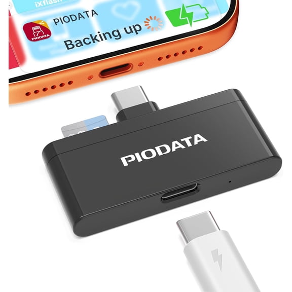 Micro SD Card Reader for iPhone 17/16/15, iPad, Android, Mac, PC, Laptop, USB C Memory Card Reader Adapter, Auto Photo Backup While Charging, MFi Photo Stick iXflash Q w/Free App Black
