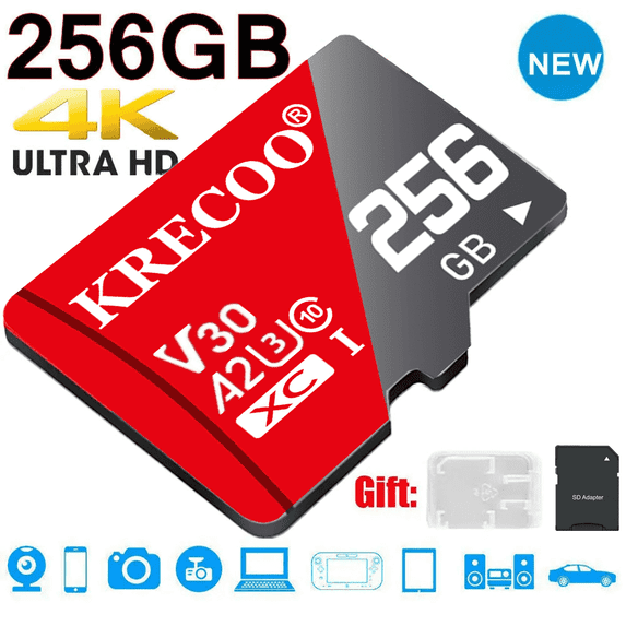 Micro SD Memory Cards 256GB Micro SD Card with Adapter 256GB Class 10 TF Card 256GB High Speed for Android Phones/Camera/Car Navigation