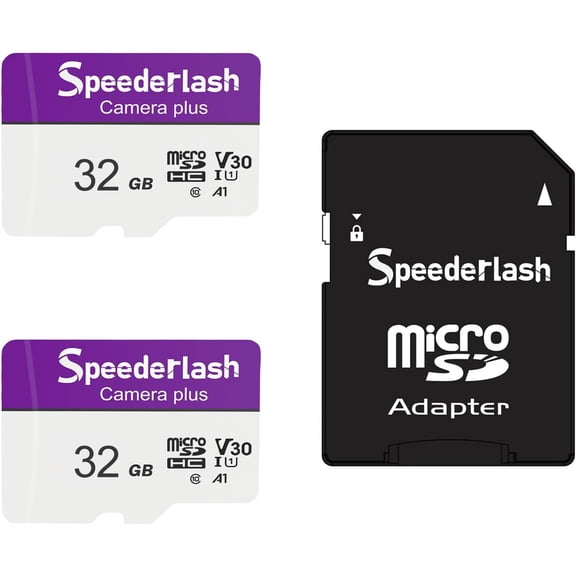 Micro SDXC Memory Card 32GB 2Pack, Camera Plus TF Card with Adapter, 90MB/s Read Speed, 4K UHD&5K Video Support, U1 A1 Rated, for Security Camera, Smartphone, Drone, Tablet, PC