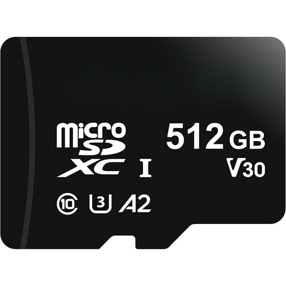 Micro SDXC Memory Card with Full Size Adapter, A2, U3, Read Speed up to 100 MB/s, 512 GB, Black