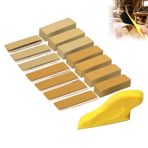 Micro Sander Kit 70 Pcs 3.5 x 1 Inch, Mini Hand Sander for Small Projects, Detail Finger Sanding Block Tools with 80 120 180 240 400 Grit Wet Dry Paper, Hand Tools
