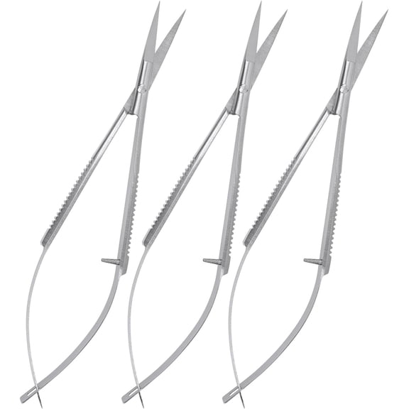 Micro Scissor 5.5" Straight Set of 3 Premium Stainless Steel Applique Scissors Sewing Art & Craft Trimming for Eyebrow Eyelash Embroidery Scissors Extra Sharp thread cutting Spring action scissors.