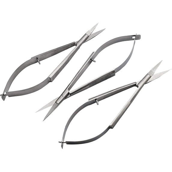 Micro Scissors 4.5" Straight Set of 3 Castroviejo Stitch Cutting Silver Spring Action Extra Sharp by Wise Linkers