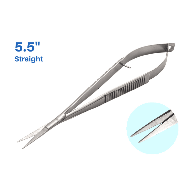 Micro Scissors Castroviejo 5.5 inches Straight Spring Action Silver Extra  Sharp by Wise Linkers 