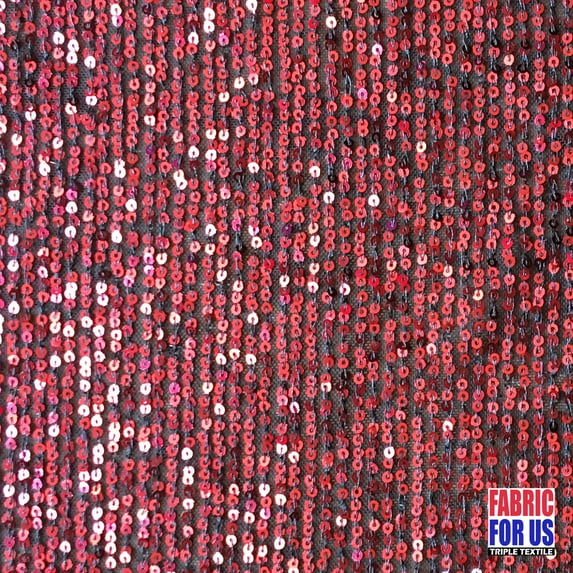 Micro Sequin 3mm Glitter Stretch Fabric Red Nylon Spandex Mesh 44"/46" Wide