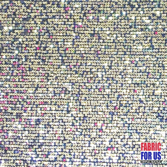 Micro Sequin 3mm Glitter Stretch Fabric Silver Nylon Spandex Mesh 44"/46" Wide