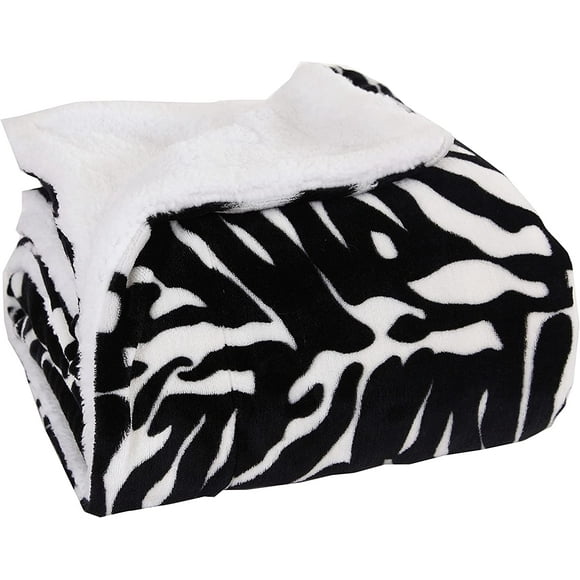 Micro-Sherpa 50" X 60" Ultra Plush Zebra Design Throw/Blanket (50 x 60)