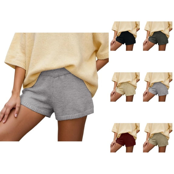 Micro Shorts for Women 2026 Summer Elastic High Waist Knitted Wide Leg Casual Shorts Loungewear